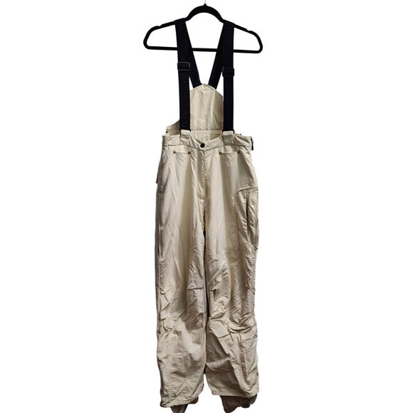 Obermeyer Insulated Snow Bibs Ski Pants Winter‎ Outdoor Suspender Beige - Picture 1 of 13